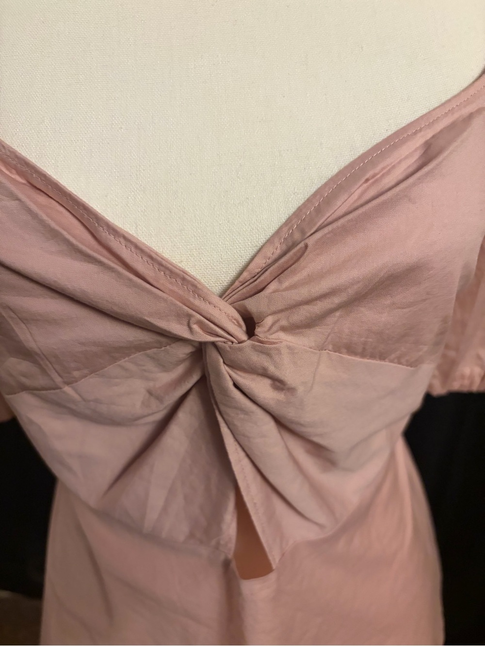 NWT Old Navy Pink Knot-Front Puff Sleeve Top Size Large - Picture 2 of 4